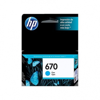 Cartucho Tinta Original Hp 670 Cyan Cz114Ab