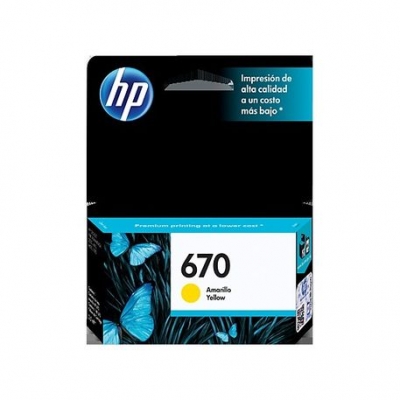 Cartucho Tinta Original Hp 670 Amarillo Cz116Al