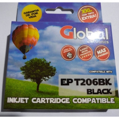 Cartucho Tinta Compatible Global/ Gtc  T206 Negro Inkcartet206bk Para Epson Xp 2101