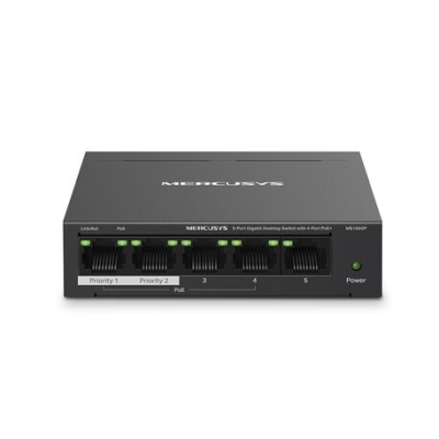 Switch Mercusys Ms105Gp Gigabit Con 4 Puertos Poe+